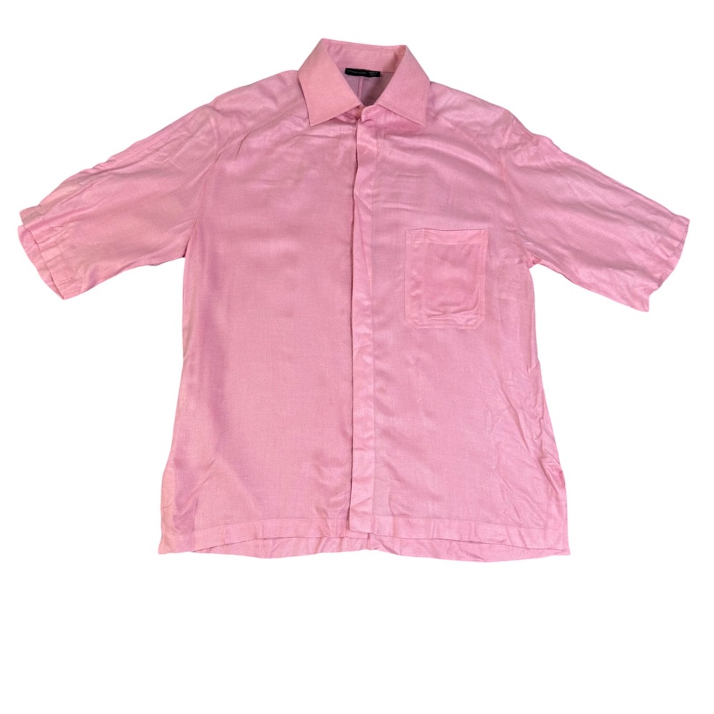 Alexander McQueen Pink Short Sleeve Button Up Shirt Made in Italy 50